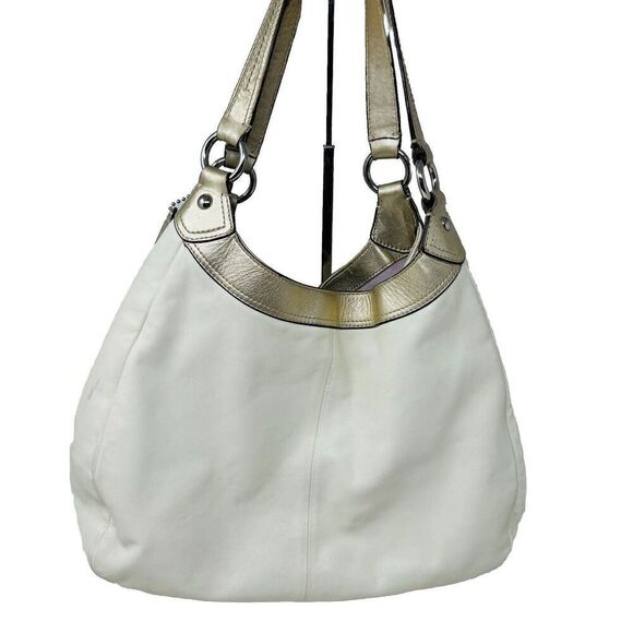 COACH Soho Buckle Gold Bone White Leather Hobo Shoulder Handbag - Picture 8 of 10